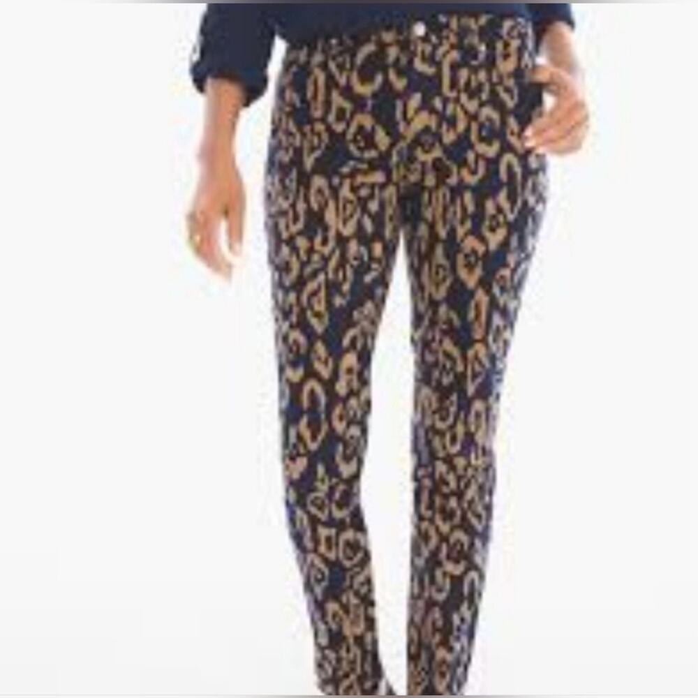 NWOT Chico's So Slimming Ankle Black &Tan Animal Print Pants Sz 3 (XL/16) #1926)